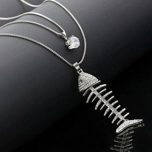NWT fishbone double layer necklace